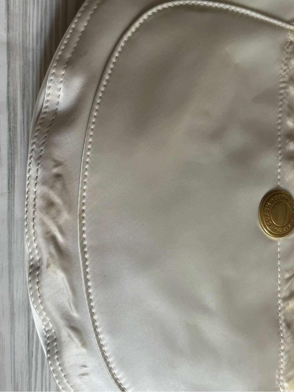Vintage Y2K Coach Ivory Satin Hampton Shoulder Hobo Bag - Picture 6 of 15